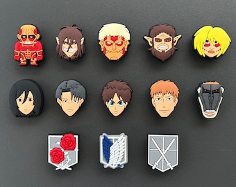 Anime Shoe Charms, AOT Shoe Charms, Character Shoe Charms, Shoe Charms for Clogs, Gift for her, Gift for him, Gift for Teens - Party Favors
