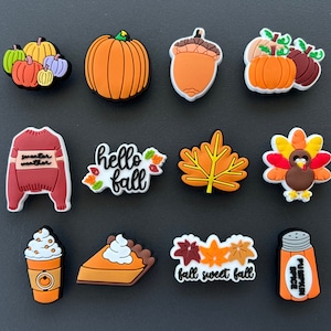 Fall Shoe Charms, Pumpkin Shoe Charms, Thanksgiving Shoe Charms, Pie Shoe Charm, Autumn Shoe Charms for Clogs, Gift for her, Party Favors