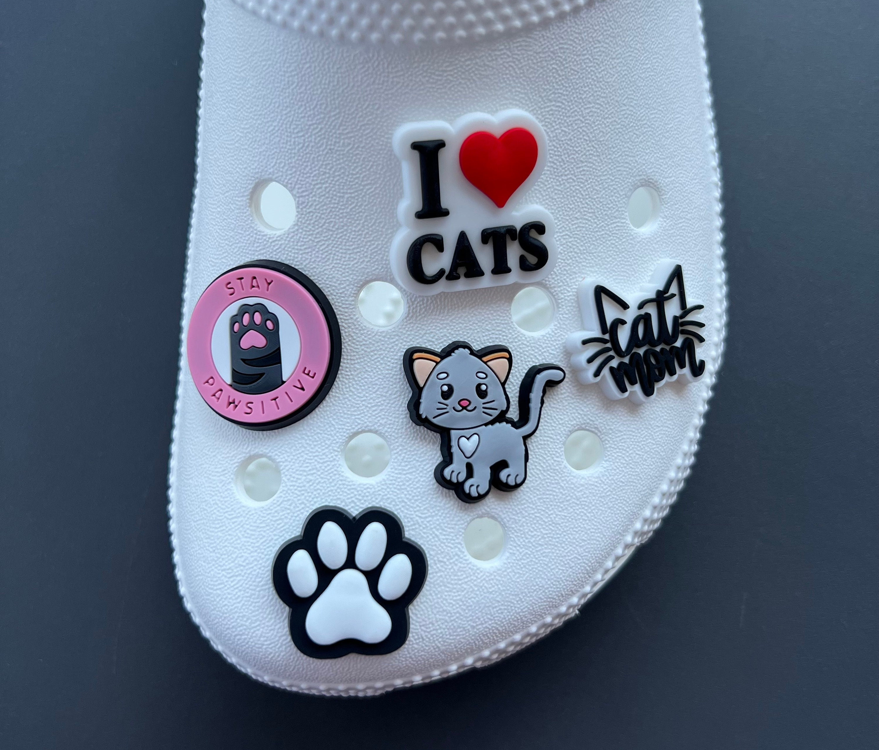Croc Charms Shoe Clog Accessories Pin Badge Black & White Goth Cat Dog Car Ghost Paw Heart Ghost Pumpkin