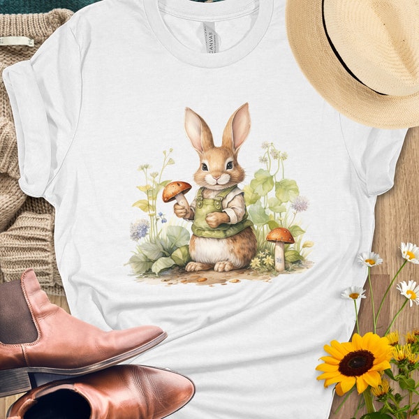Peter Rabbit T-Shirt, Vintage Illustration, Outdoorsy, Cute Boho, Botanical, Cottagecore, Fairytale Garden Tee, tolles Geschenk für Weihnachten! Sie und Ihn