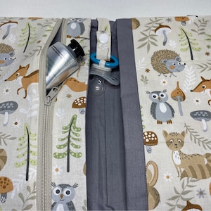 Windeltasche Wickeltasche für Unterwegs Waldtiere beige