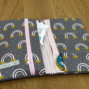 Diaper bag changing bag for on the go rainbow grey