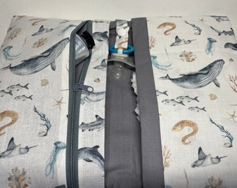 Windeltasche Wickeltasche für Unterwegs Meerestiere Wal Ozean