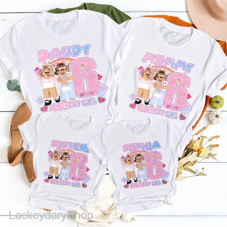 Personalized Roblox Girl Birthday Shirt Girls Roblox Birthday Etsy
