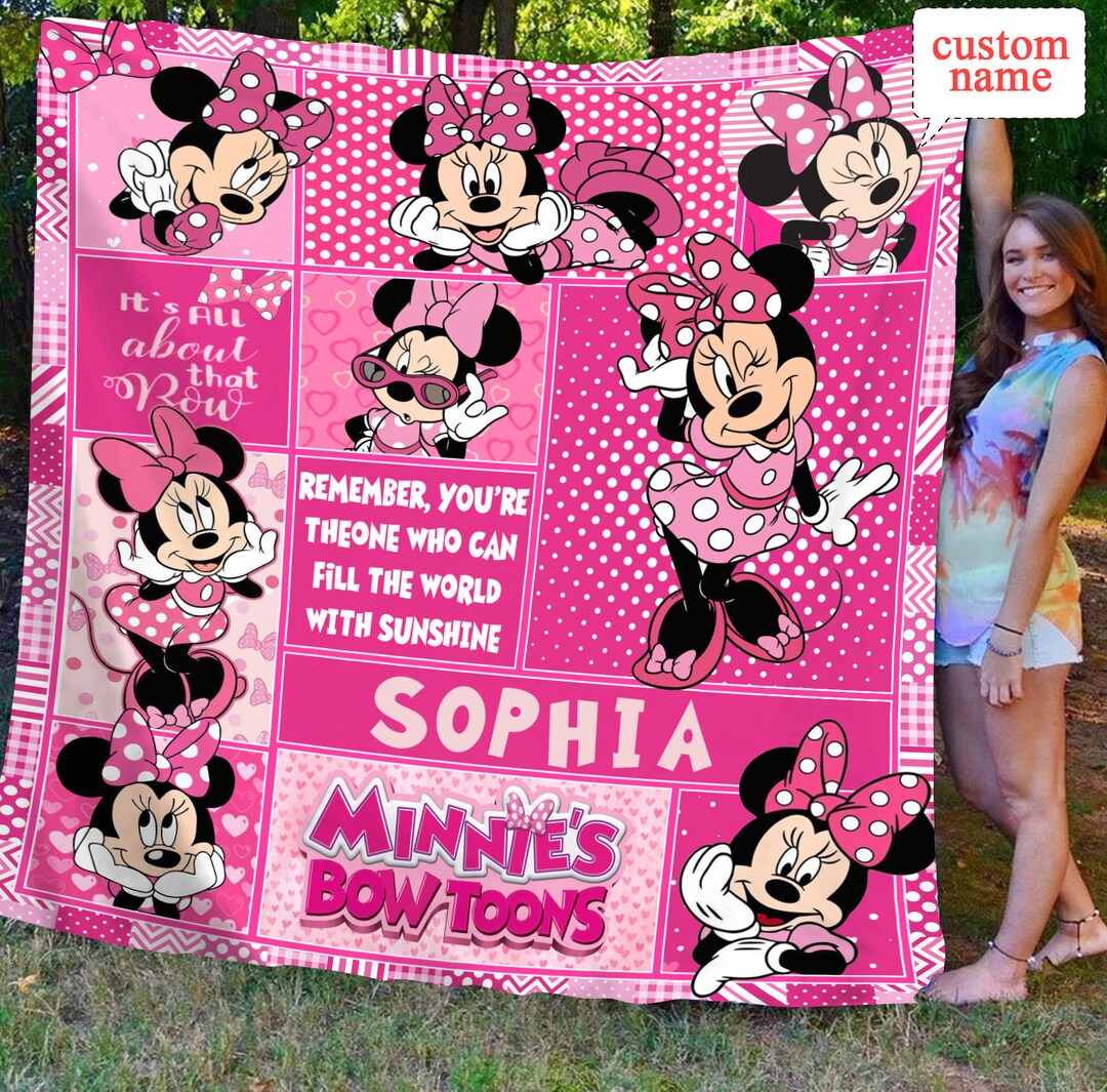 Personalized Disney Minnie Mouse Quilt Blanket Minnie Fleece Etsy