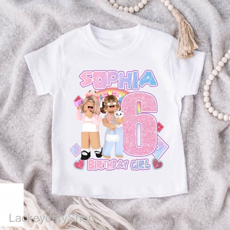 Personalized Roblox Girl Birthday Shirt Girls Roblox Birthday Etsy
