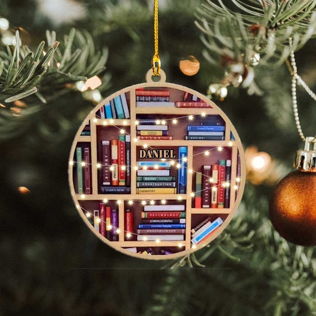 Christmas Book Tree Ornament Flat 2D Ornament Book Christmas Etsy