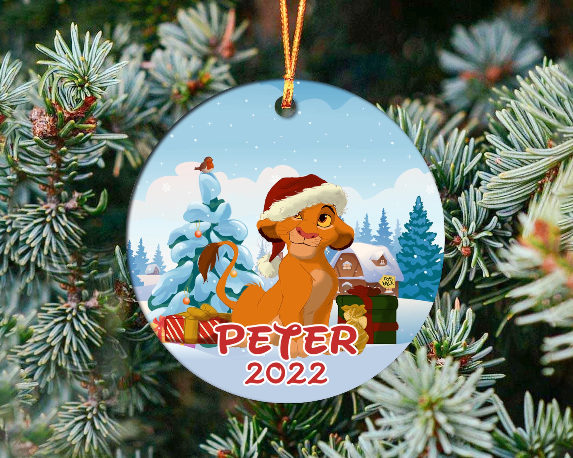 Décoration De Noël Roi Lion Personnalisé Simba Ornement En Céramique