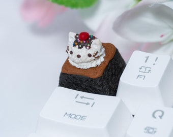 Handgemachte Polymer Clay Brownie Eisbecher Katze Keycap