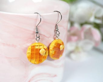Handmade Polymer Clay Waffle Earrings