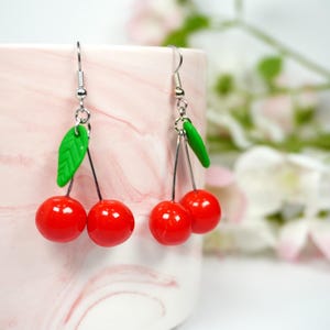Hand Made Polymer Clay Cherry Earrings