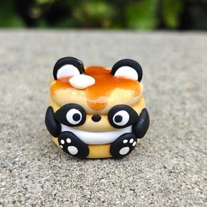 Handmade Polymer Clay Pandacakes desk buddy/ Panda Pancakes / trinket
