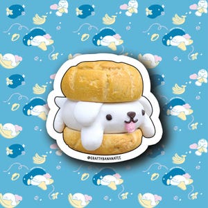 Sticker chiot crème en pâte polymère