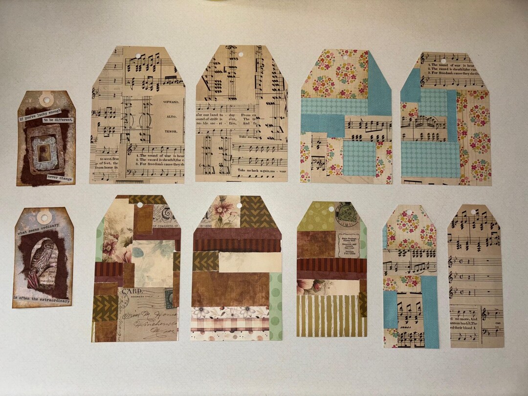 Beige Collage Junk Journal Tags Scrapbooking Mixed Media - Etsy
