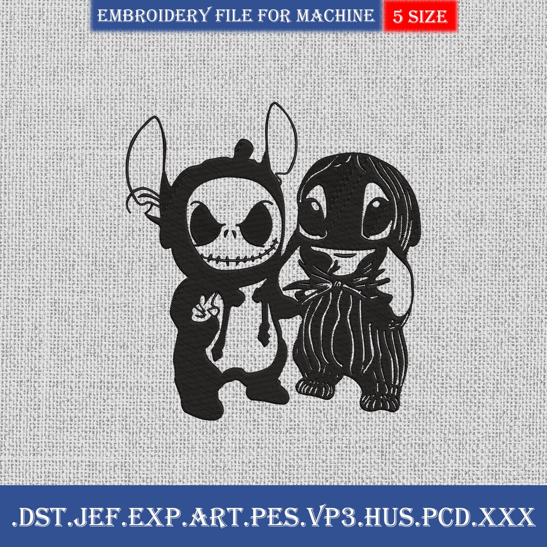 Stitch Jack Skellington Embroidery Design Skeleton Lilo and Etsy
