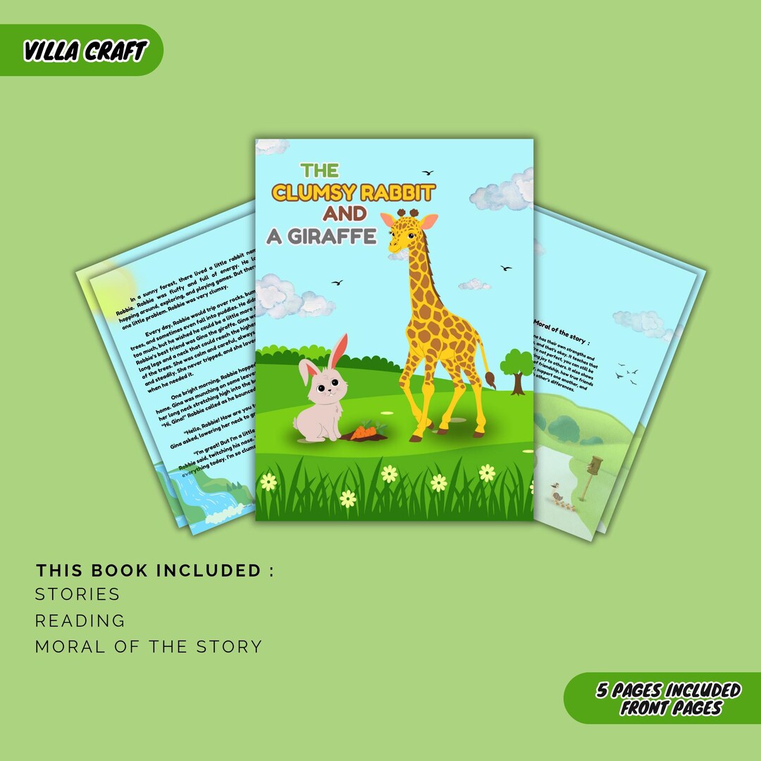The Clumsy Rabbit and A Giraffe ( Animal Children Story Book) - Etsy