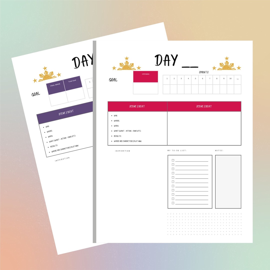 Daily Scene Plotting Planner Organizer Sheet 8x11 Pdf Download - Etsy