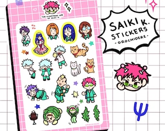 Saiki K Vinyl Sticker Sheet Set