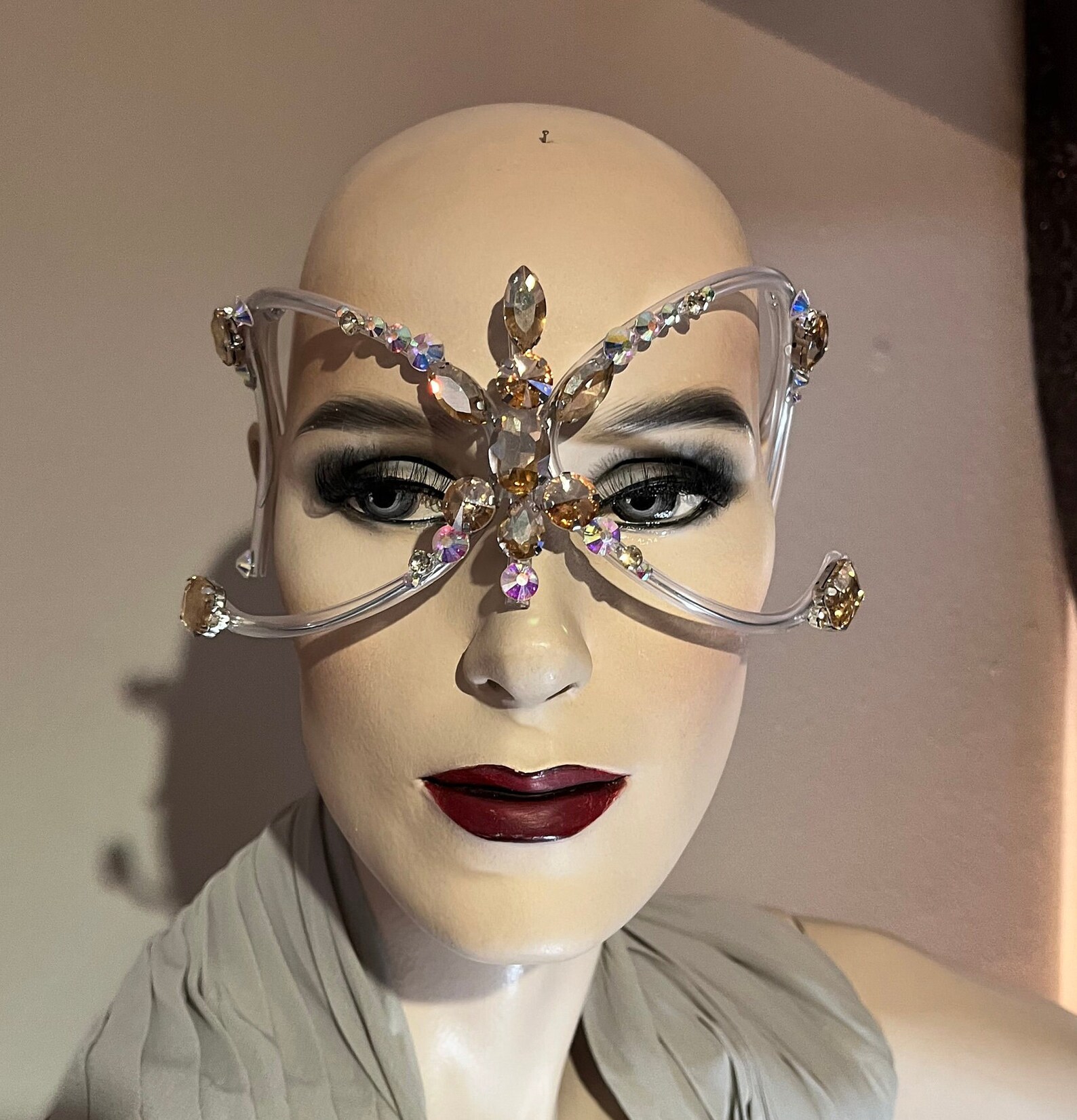 Rhinestone Face Mask for Festivals or Halloween - Etsy