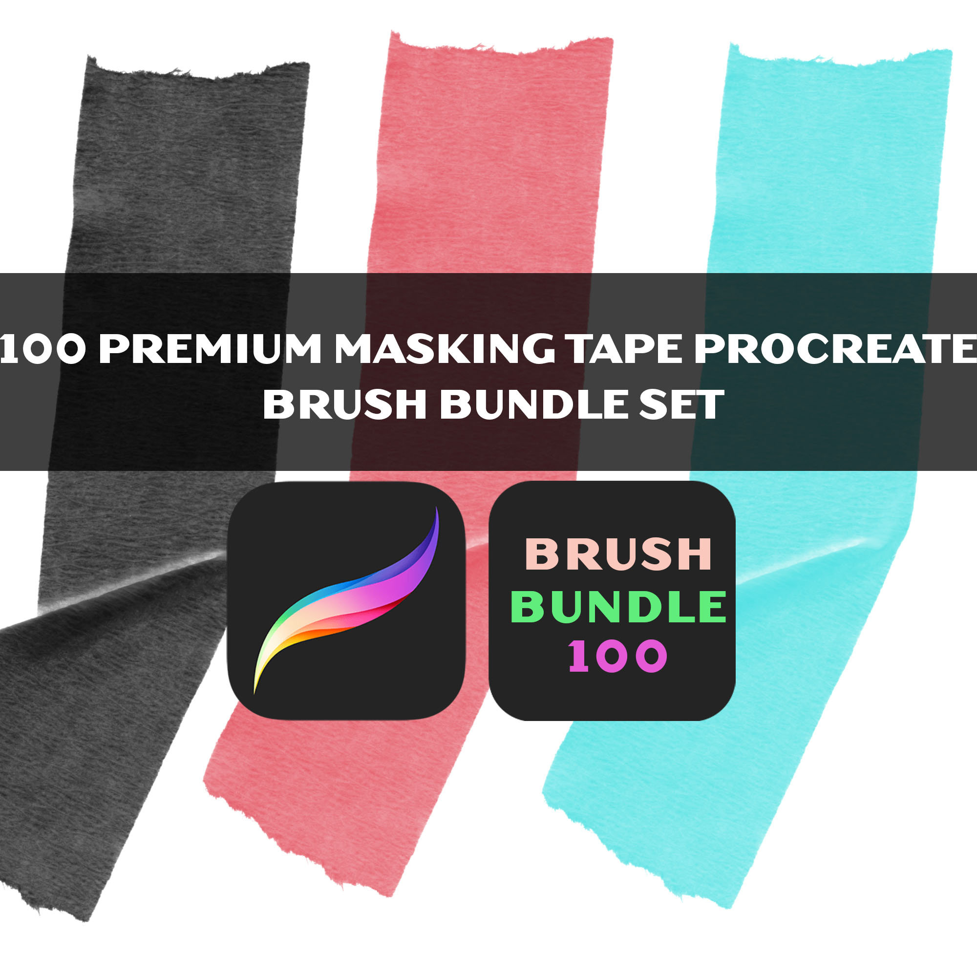 100 Masking Tape Brushes for Procreate, Procreate Brush, Brushes Bundle ...