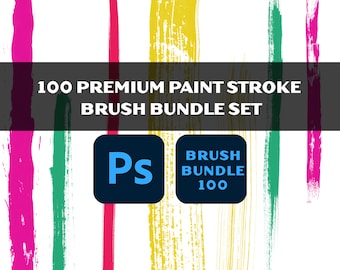 100 Paint Stroke Photoshop Brushes Bundle (Digital Download)