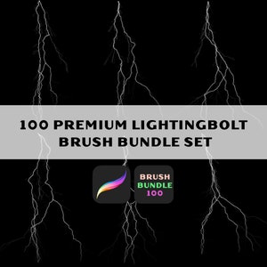100 lighting bolt brushes for Procreate, lighting bolt, White Lightning Bolt, procreate brush, Brushes bundle, Realistic Lightning Bolts