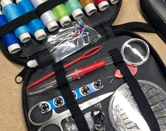 Kit de aguja e hilo para coser, suministros de costura profesionales, accesorios, kit de costura para adultos, kit de costura portátil, kit de hilo.