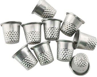 Silver toned Vintage DIY Crafts Metal Sewing Thimbles, Sewing Thimble Size (19mm x 18mm) Silver Sewing Quilting Metal Shield Thimble.