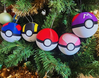 Adorno navideño de Pokéball / Impreso en 3D con PLA, regalo para gamers