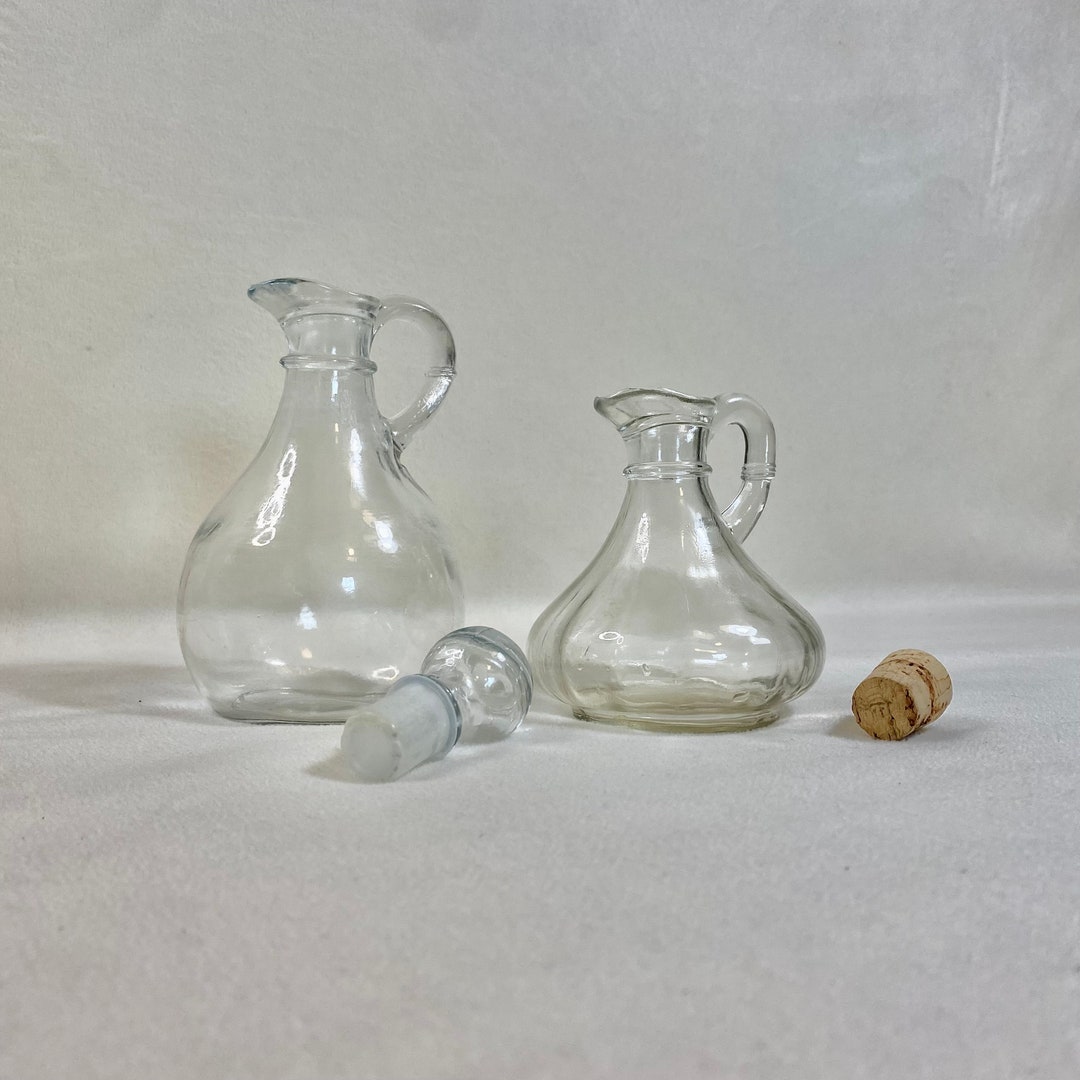 Vintage Glass Cruets With Stoppers Serving Dining Home Etsy
