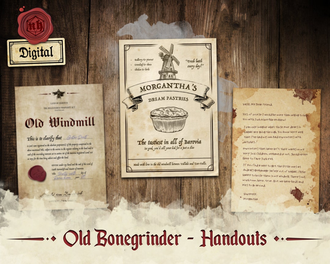 Old Bonegrinder Handouts curse of Strahd - Etsy