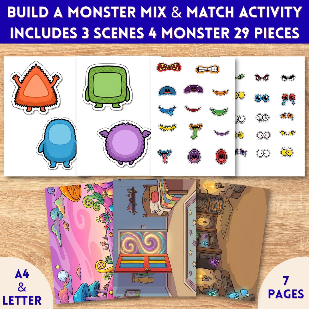 Build a Monster Cut and Paste Activity: Printable Scissor Skills Craft ...