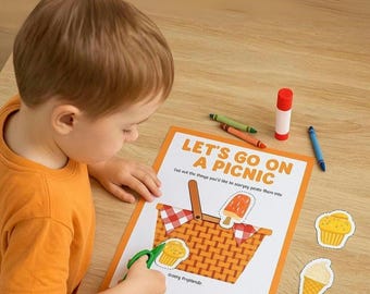 Picnic Activity: Cut and Paste Worksheet for Kids (A4 PDF)