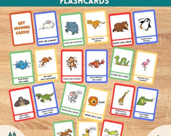 Printable Animal Movement Cards and Brain Break Activity for Kids Gross Motor Skills