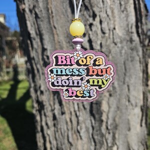 Rearview Mirror Charm | Car Charm | Beaded Car Charm | Personalized Car Charm | Car Decorations | Glitter Resin Art | Bit of a Mess