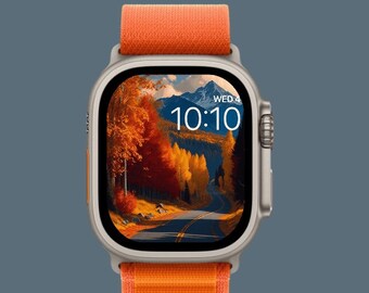 Apple watch wallpaper, fall background of the fall autumn leaves you see on a fall drive. Instant Download
