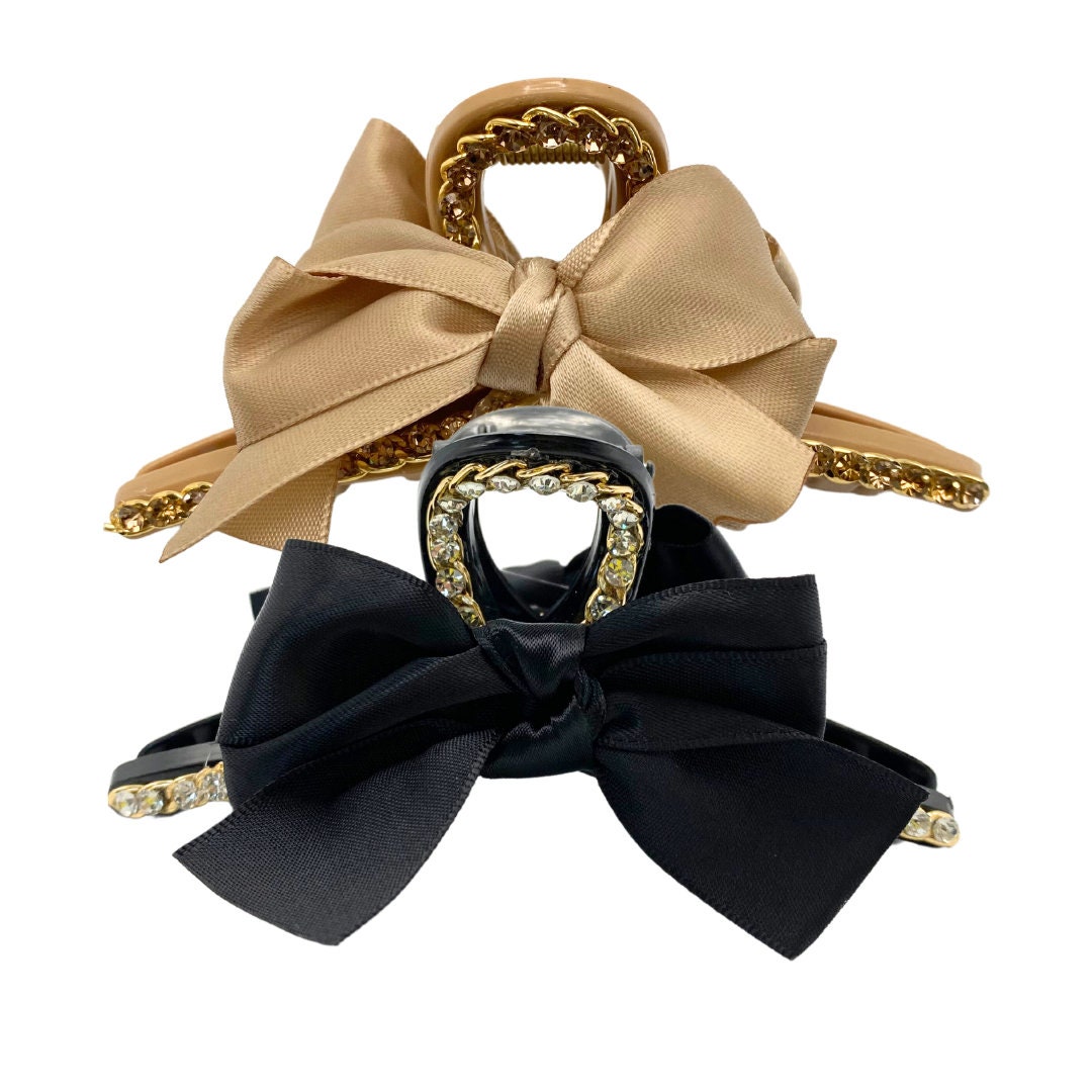 Hair Bow for Women Gold Logo Clip-In Hair Accessories for Adults Classic Gilded Bow Claw Clip – The Hair Edit main image 3