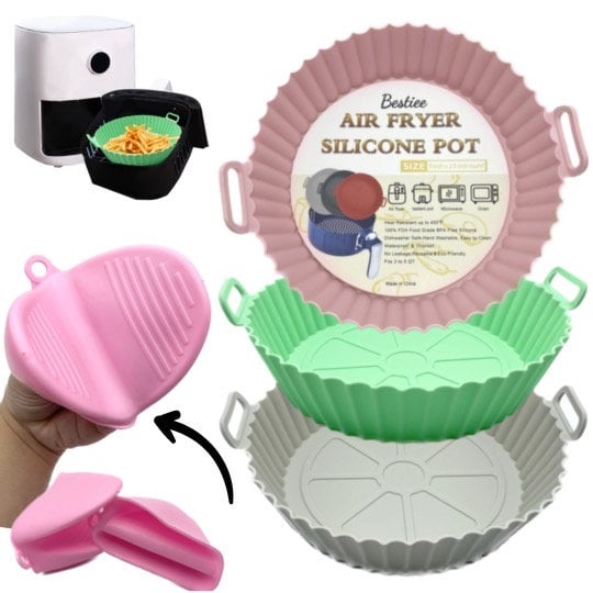 16.5cm Air Fryer Silicone Pot Air Fryer Basket Liner Non-Stick Oven Baking  Tray 