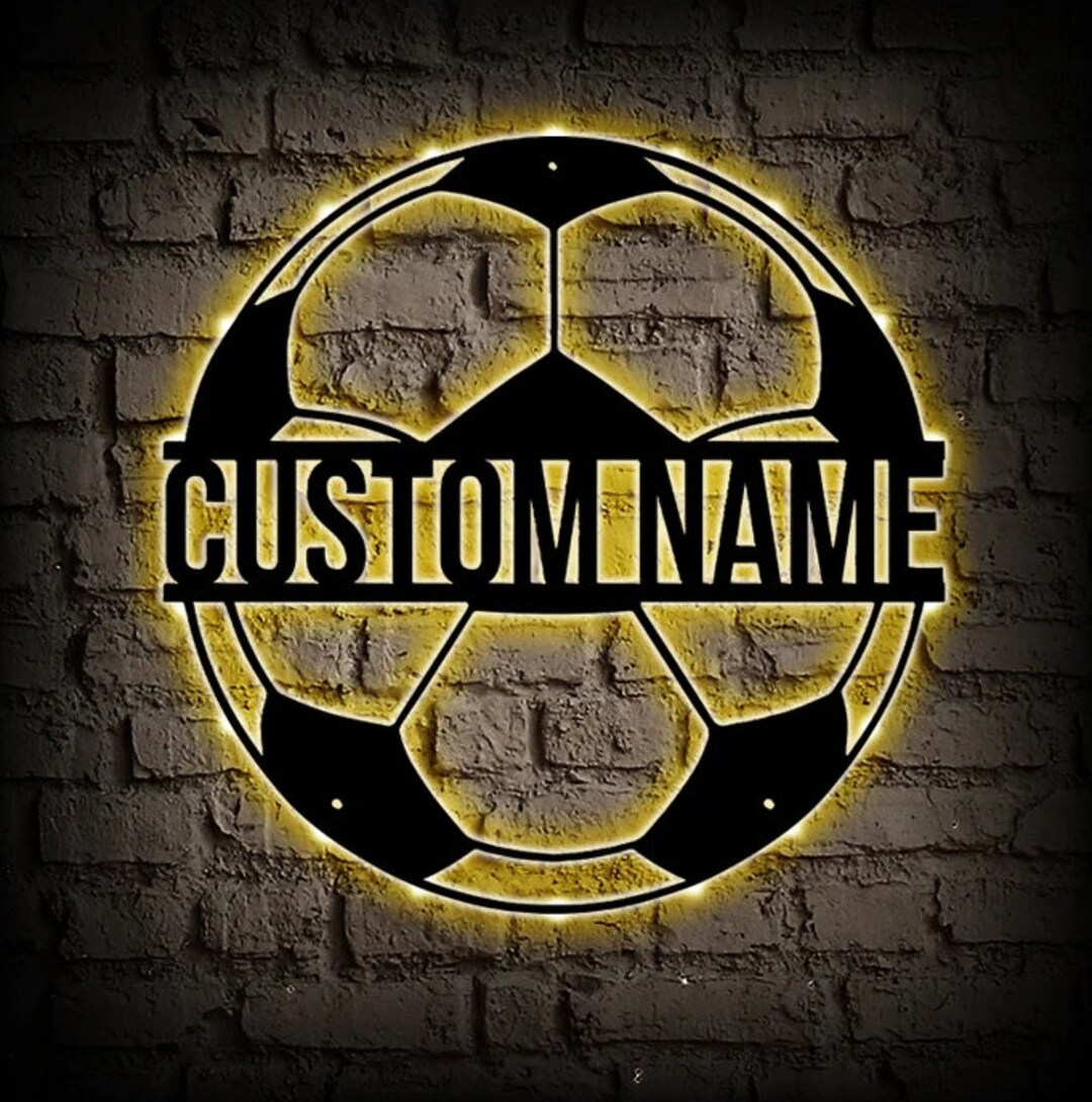 Personalized Soccer Football Metal Wall Art With LED Lights Etsy