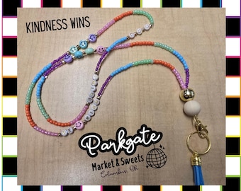 Lanyard for Teacher, Customizable Beaded Lanyard, Custom Gift, Personalized Beaded Lanyard, ID Badge Holder, Lanyard for Nurse, Teacher Gift