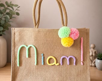 knitted decoration tote bag