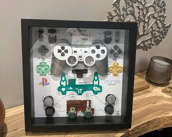 PlayStation 2 silver controller diorama frame