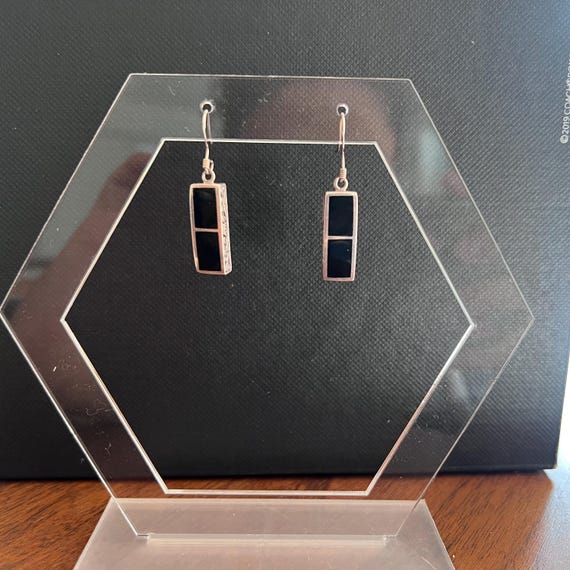 Sterling Silver Onyx Dangle Earrings: Black Gemst… - image 8