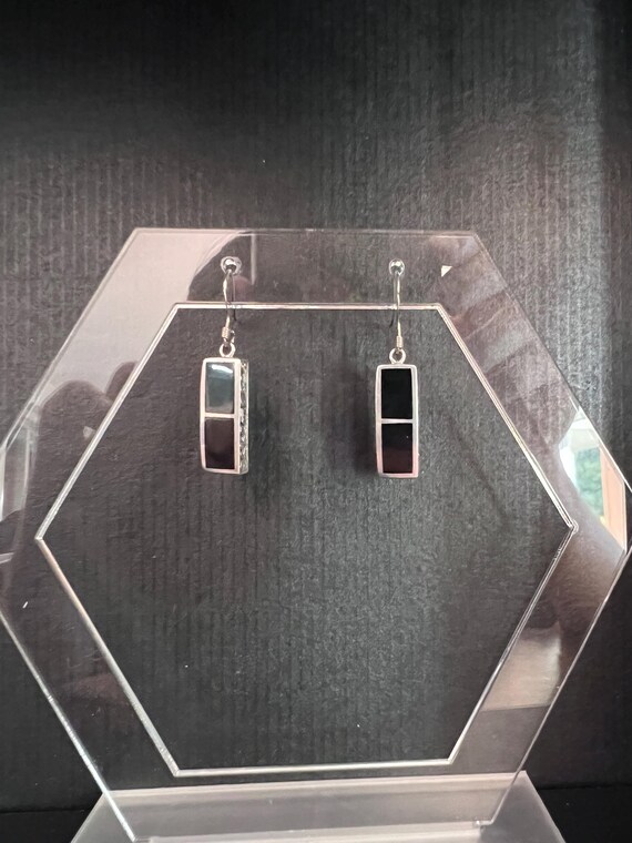 Sterling Silver Onyx Dangle Earrings: Black Gemst… - image 9