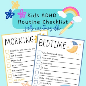Kids ADHD Checklist - Kids ADHD Routine Checklist - Kids Chore Chart - Kids Chart - ADHD Chart Kids - adhd Planner for Kids