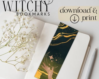 Witchy Bookmark Printable, Book Lover Gift, Witchy Bookish, Instant Download Bookmark, Witchy Book Mark, Witchy Art, Goth, Whimsy, Mystical