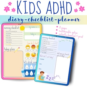 Kids ADHD Checklist - Kids ADHD Routine Checklist - Kids Chore Chart - Kids Chart - ADHD Chart Kids - adhd Planner for Kids - adhd Diary