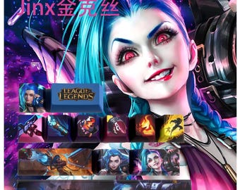 League of Legends Jinx Keycaps | OEM Profile | Gaming | Anime | Custom