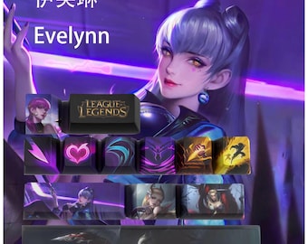 League of Legends Evelyn Keycaps | OEM Profile | Gaming | Anime | Custom