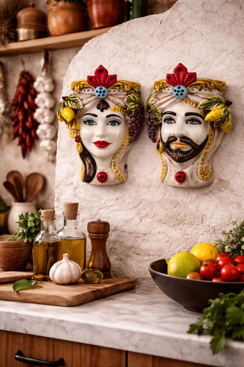 Teste Di Moro Wall Hanging From Ceramica Di Caltagirone With Lemon